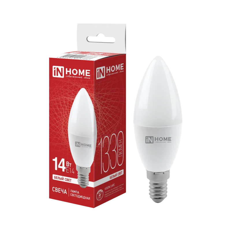 Лампа светодиодная LED-СВЕЧА-VC 14Вт 230В E14 4000K 1330Лм IN HOME
