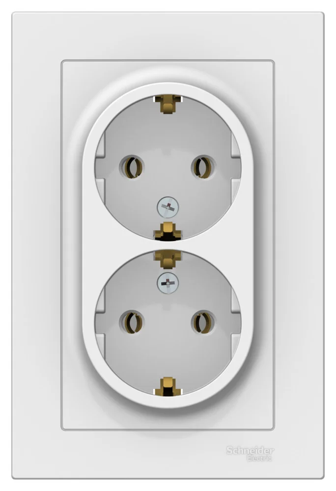 РОЗЕТКА двойная с заземлением в сборе, цвет Лотос (SCHNEIDER ELECTRIC ATLAS DESIGN)
