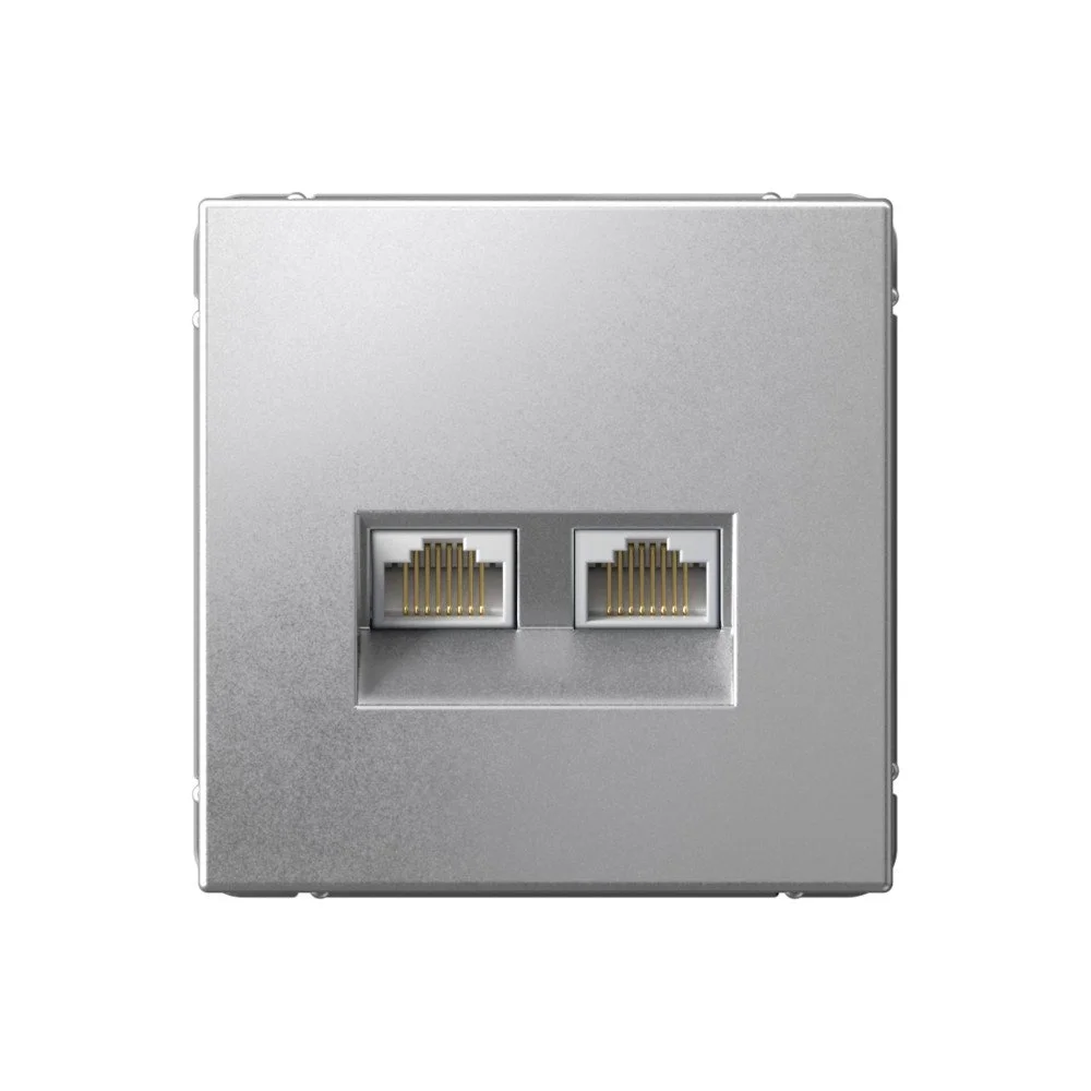 Розетка компьютерная двойная RJ45+RJ45 кат.6а Systeme Electric ARTGALLERY, скрытый монтаж, алюминий