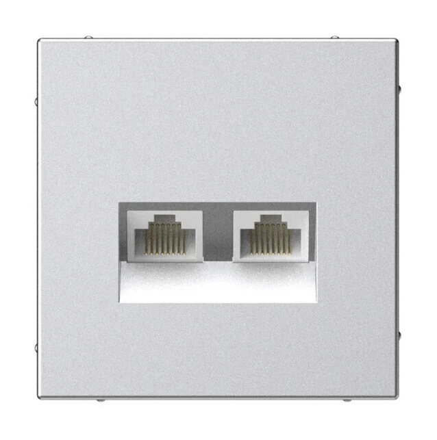 Розетка компьютерная двойная RJ45+RJ45 кат.5е Systeme Electric ARTGALLERY, скрытый монтаж, алюминий