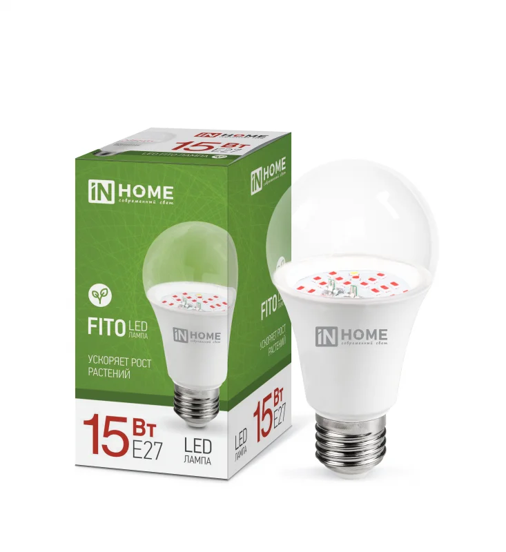 Лампа светодиодная LED-A60 STD-ФИТО красно-синий спектр 15Вт 230В Е27 IN HOME