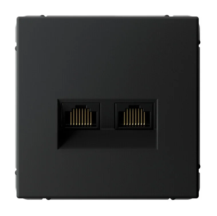 Розетка компьютерная 2xRJ45 Systeme Electric ARTGALLERY, кат.6А, скрытый монтаж, карбон, GAL001088