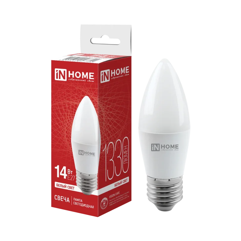 Лампа светодиодная LED-СВЕЧА-VC 14Вт 230В E27 4000K 1330Лм IN HOME