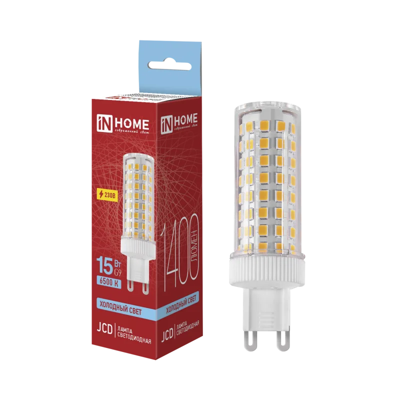 Лампа светодиодная LED-JCD 15Вт 230В G9 6500К 1400Лм IN HOME