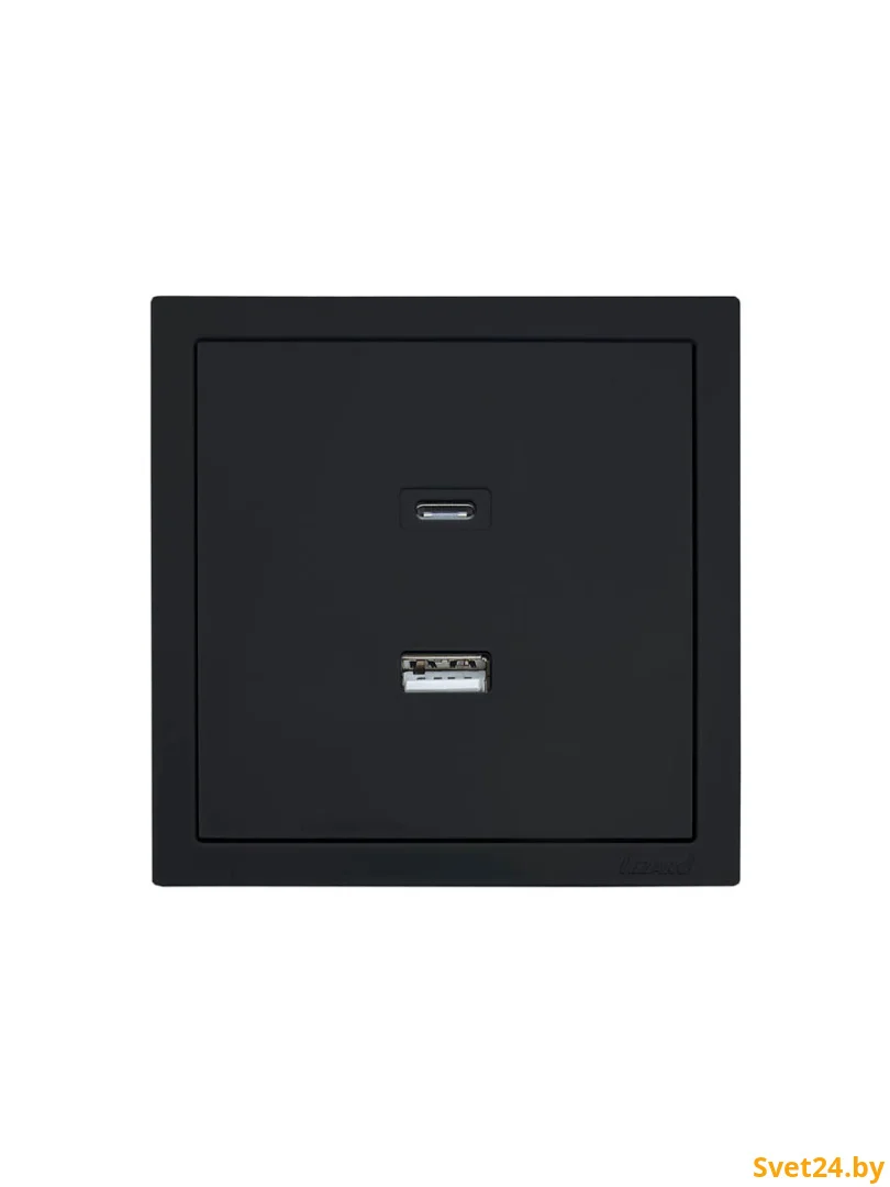 Розетка TC + USB разъем черный бархат Lezard Zima (без рамки)