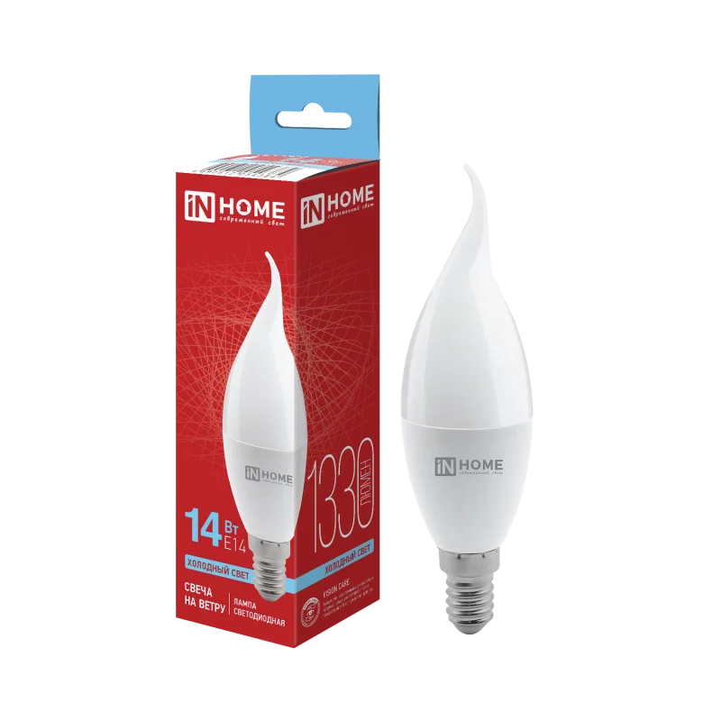 Лампа светодиодная LED-СВЕЧА НА ВЕТРУ-VC 14Вт 230В E14 6500K 1330Лм IN HOME