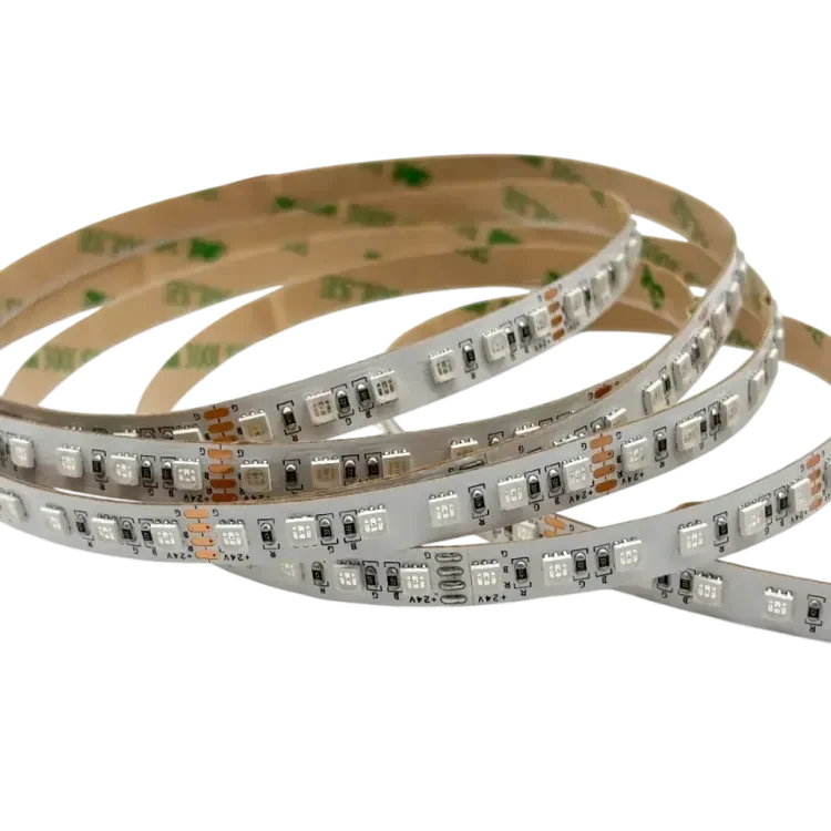 Лента светодиодная 24V-3535-120D-RGB, 10W/m, IP20, клейкая лента 3M, (5 метров) (100 шт/кор)