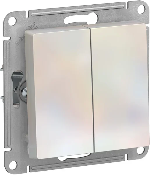 Двухклавишный перекрестный переключатель, цвет Жемчуг (Schneider Electric ATLAS DESIGN)