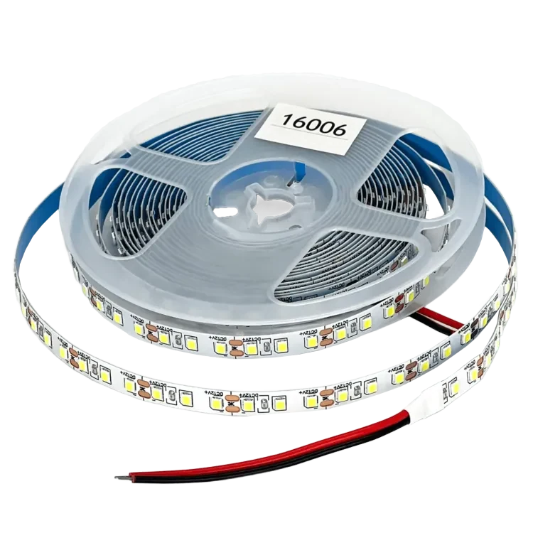 Лента светодиодная 12V-2835-120D, 9,6W/m, 950Lm, 6000K, IP20, клейкая лента 3M, (5 метров) (100 шт/кор)