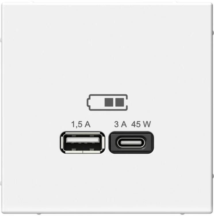 Розетка USB type C Systeme Electric ARTGALLERY, скрытый монтаж, белый
