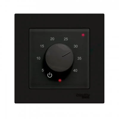 Термостат теплого пола ТР-03 оргстекло с датчиком, цвет Черный (Schneider Electric ATLAS DESIGN)