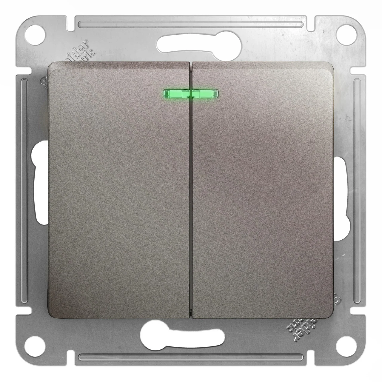 Выключатель двухклавишный с подсветкой, ПЛАТИНА Schneider Electric GLOSSA