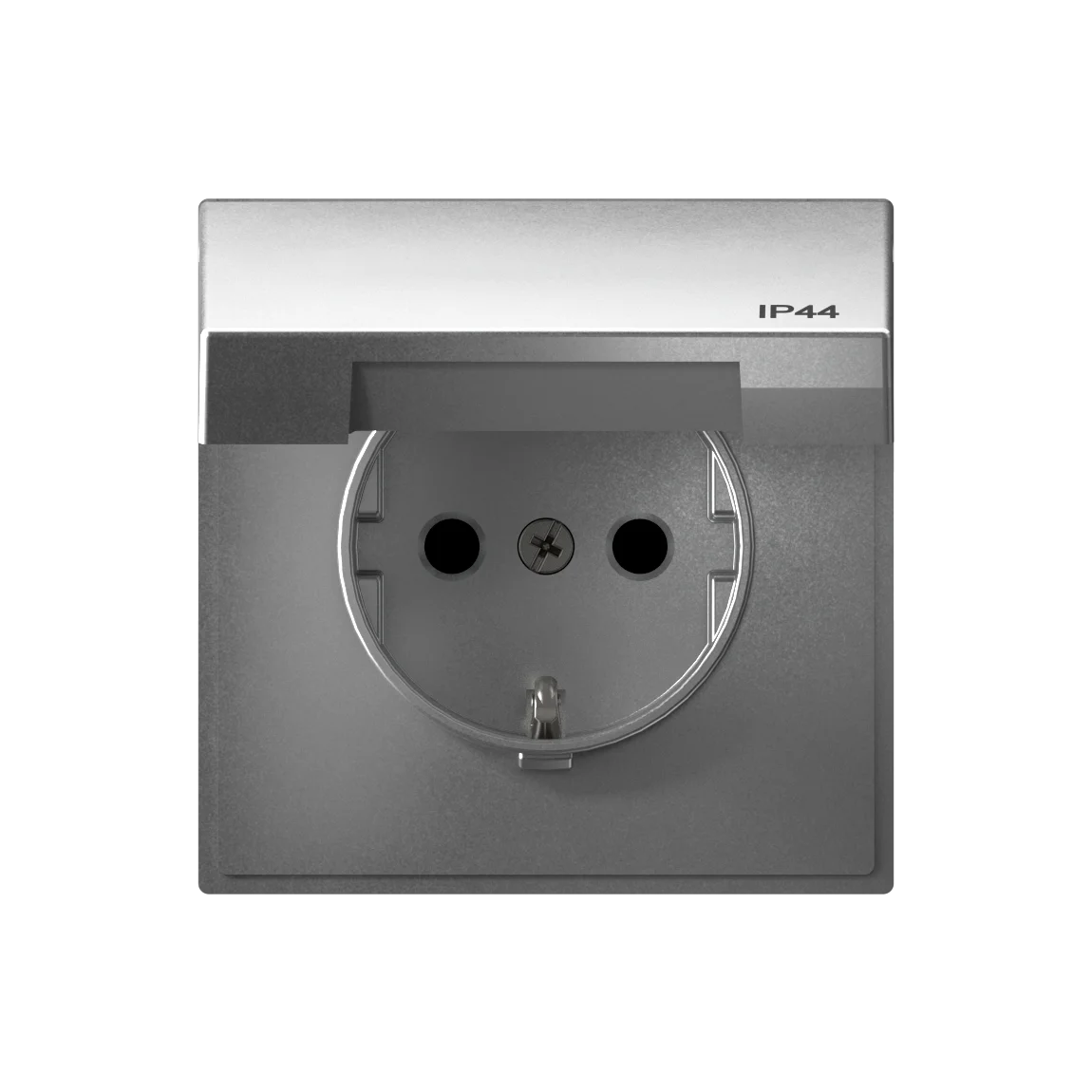 Розетка с заземл. со шторк. с крышк., быстрозажим. клем., цвет Алюминий (Schneider Electric ArtGallery)