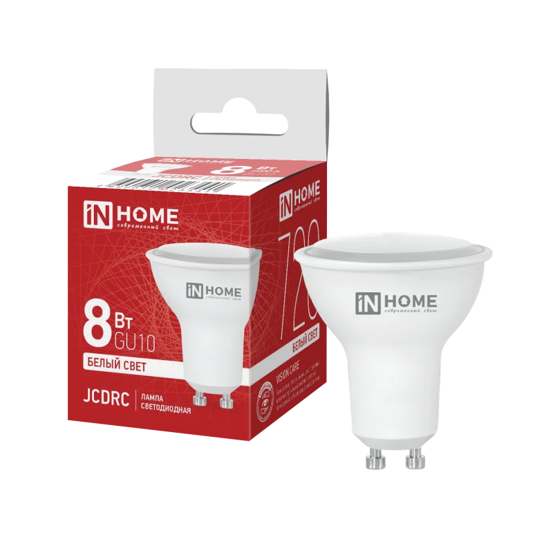 Лампа светодиодная LED-JCDRC-VC 8Вт 230В GU10 4000К 720Лм IN HOME