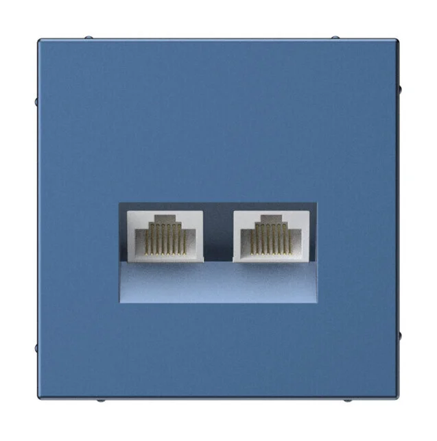 Розетка компьютерная двойная RJ45+RJ45 кат.5е Systeme Electric ARTGALLERY, скрытый монтаж, аквамарин