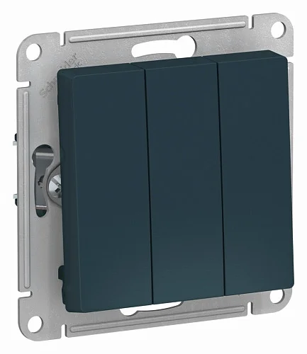 Выключатель трехклавишный, цвет Изумруд (Schneider Electric ATLAS DESIGN)