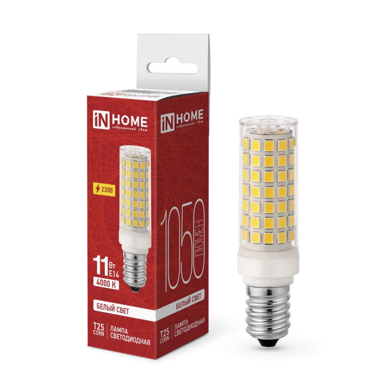 Лампа светодиодная LED-T25-CORN 11Вт 230В E14 4000К 1050Лм IN HOME