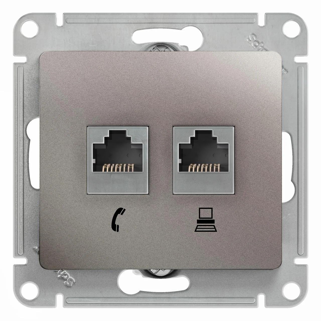 Розетка двойная RJ45+RJ45, кат.5E ПЛАТИНА Schneider Electric GLOSSA