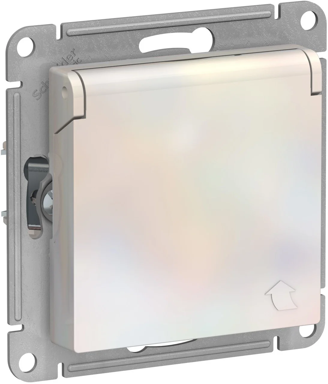 Розетка с заземлением с крышкой, IP20, цвет Жемчуг (Schneider Electric ATLAS DESIGN)