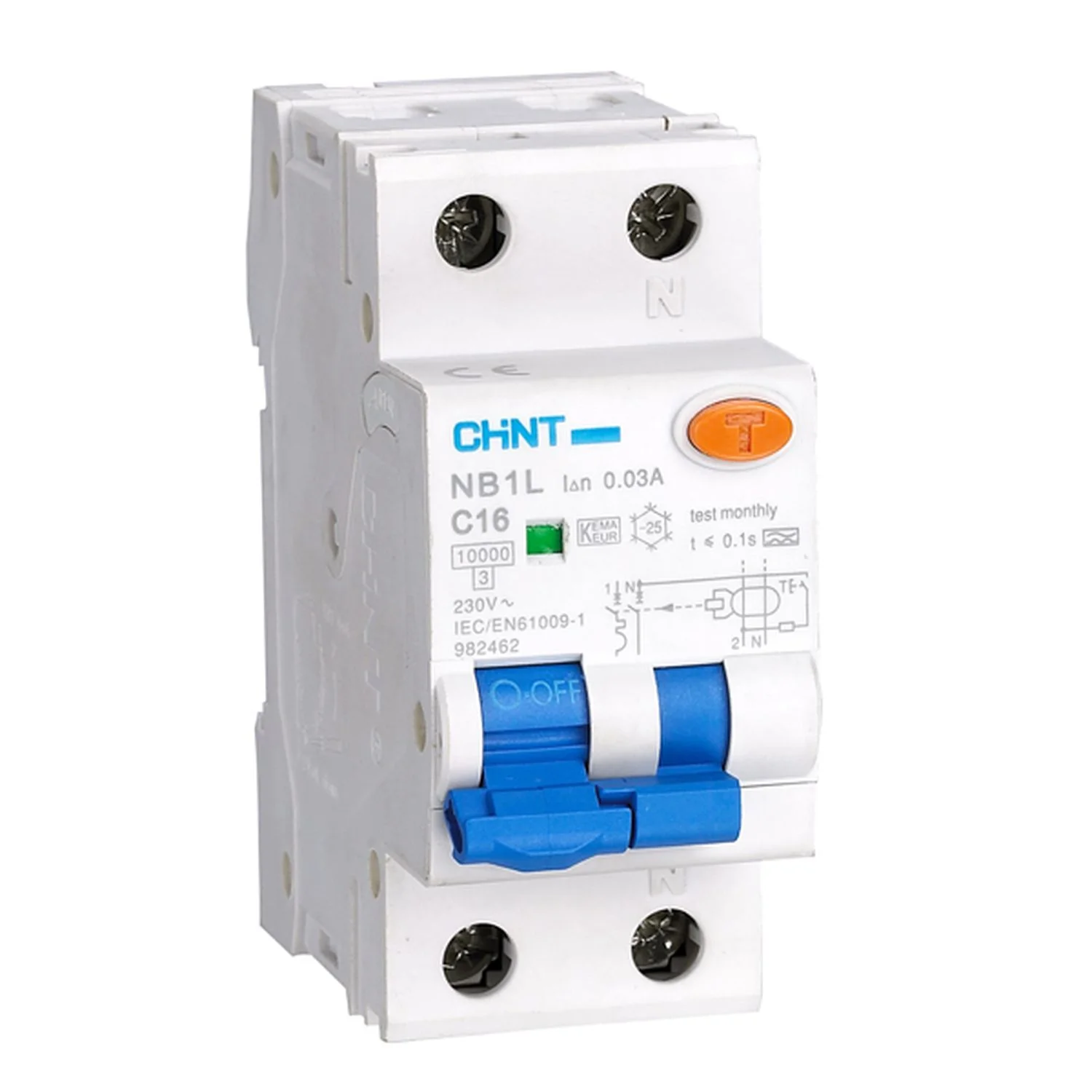 Диф. автомат NB1L 1P+N B16 30mA тип A 6kA (36mm) (R)