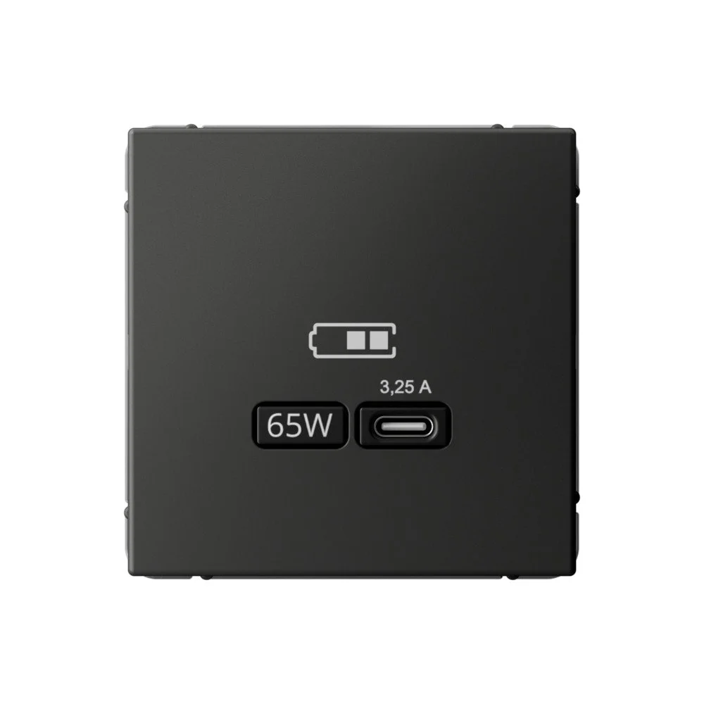 Розетка USB type C Systeme Electric ARTGALLERY, скрытый монтаж, базальт, GAL001427