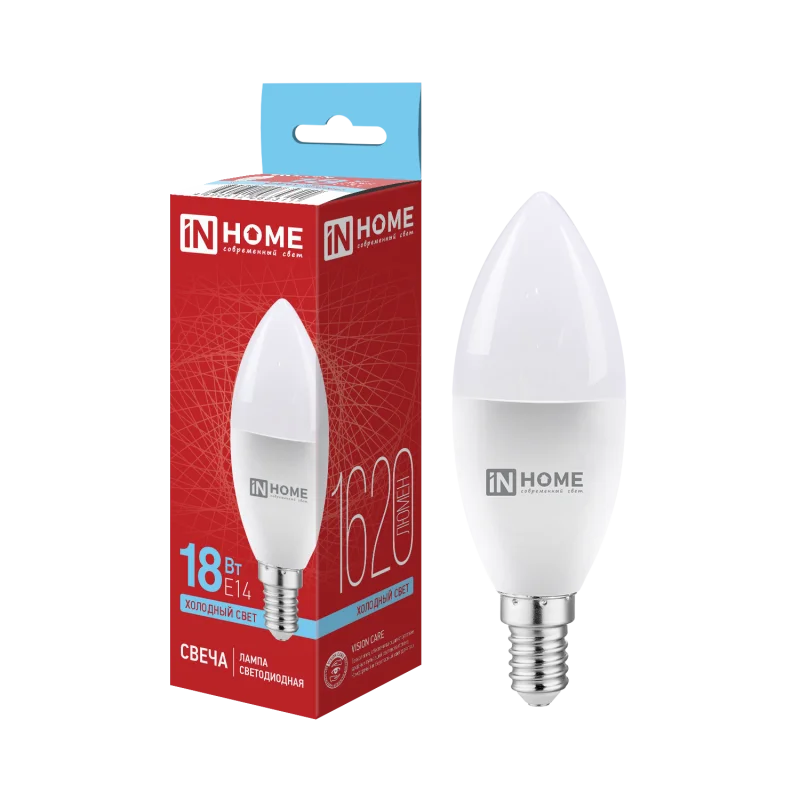 Лампа светодиодная LED-СВЕЧА-VC 18Вт 230В E14 6500K 1620Лм IN HOME