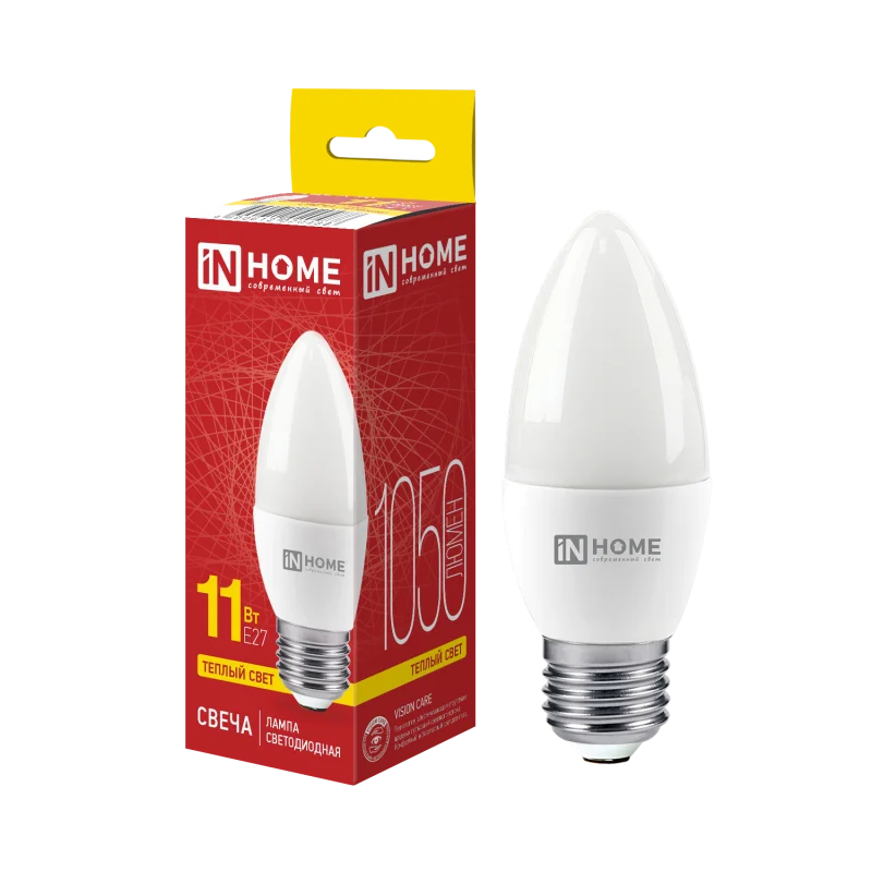 Лампа светодиодная LED-СВЕЧА-VC 11Вт 230В Е27 3000К 1050Лм IN HOME
