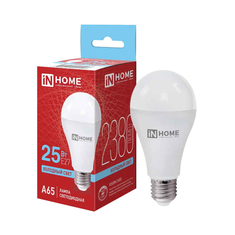 Лампа светодиодная LED-A65-VC 25Вт 230В Е27 6500К 2380Лм IN HOME