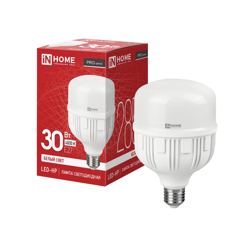 Лампа светодиодная LED-HP-PRO 30Вт 230В Е27 4000К 2850Лм IN HOME