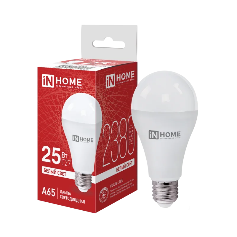 Лампа светодиодная LED-A65-VC 25Вт 230В Е27 4000К 2380Лм IN HOME