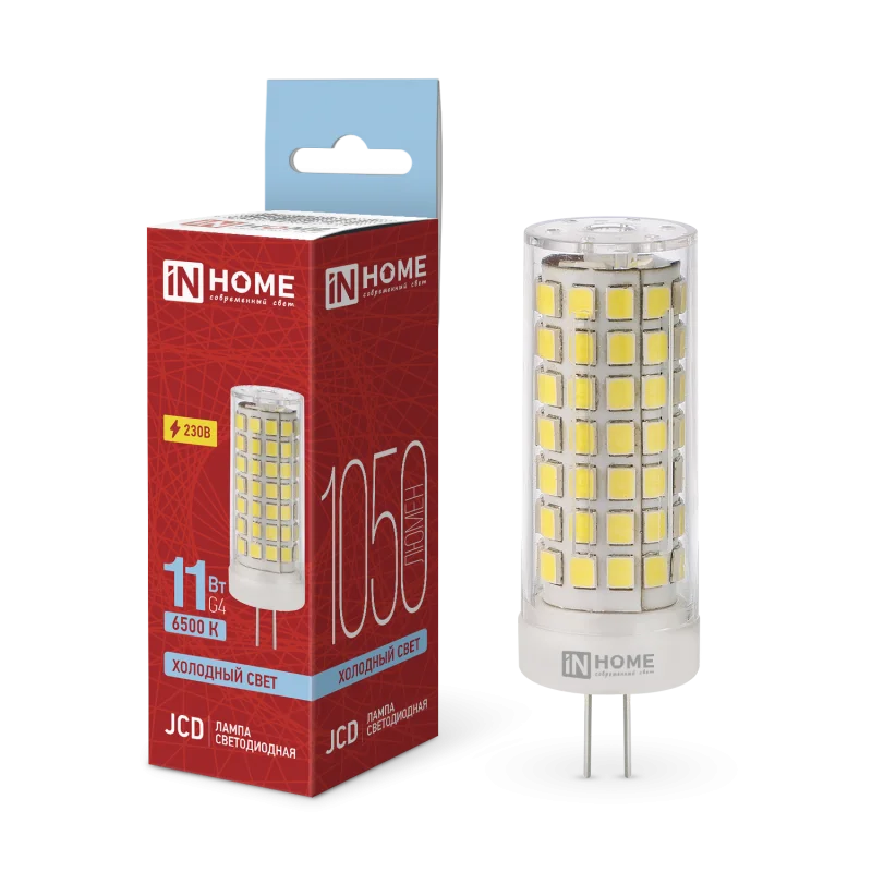 Лампа светодиодная LED-JCD 11Вт 230В G4 6500К 1050Лм IN HOME